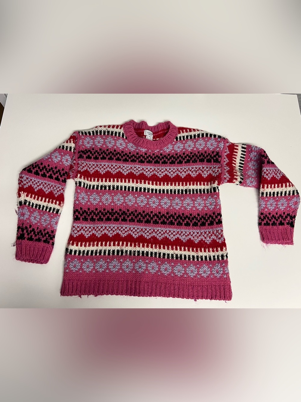 Vintage Cocogio Pink & Red Patterned Knit Sweater